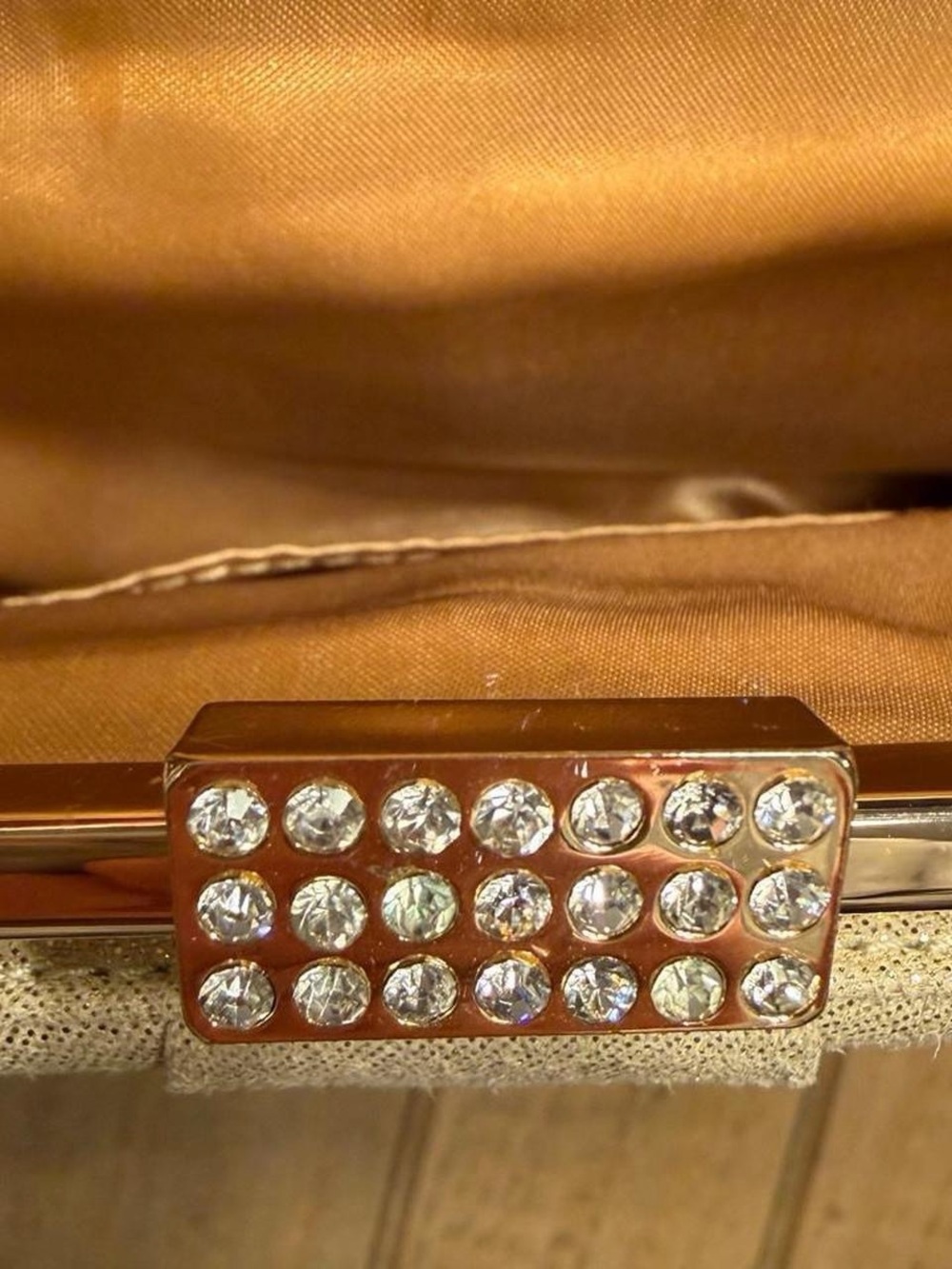 Kate Landry Champagne Gold Pleated Metallic Evening Clutch Bag - Picture 6 of 9